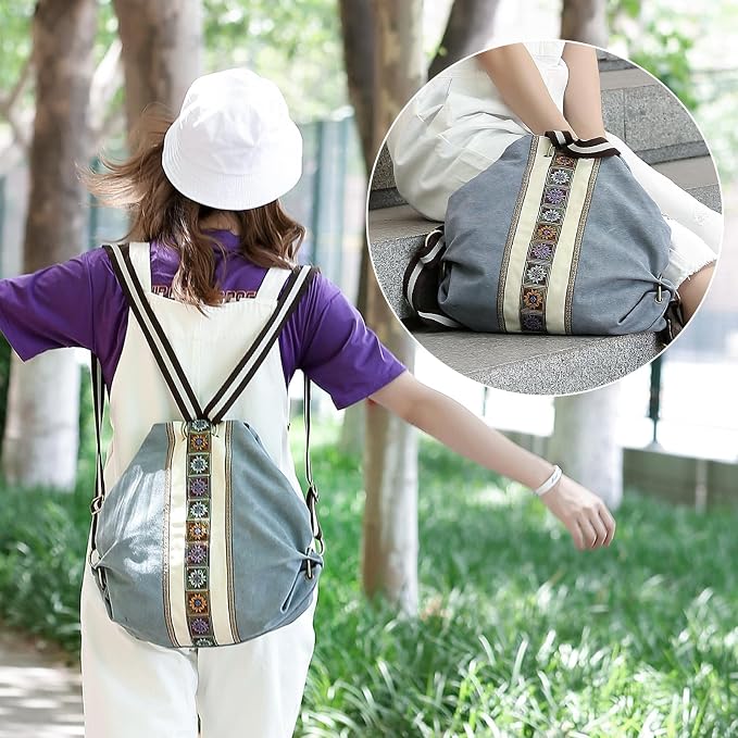Goodhan Women Canvas Backpack Daypack Casual Shoulder Bag, Vintage Heavy-duty - Image 7
