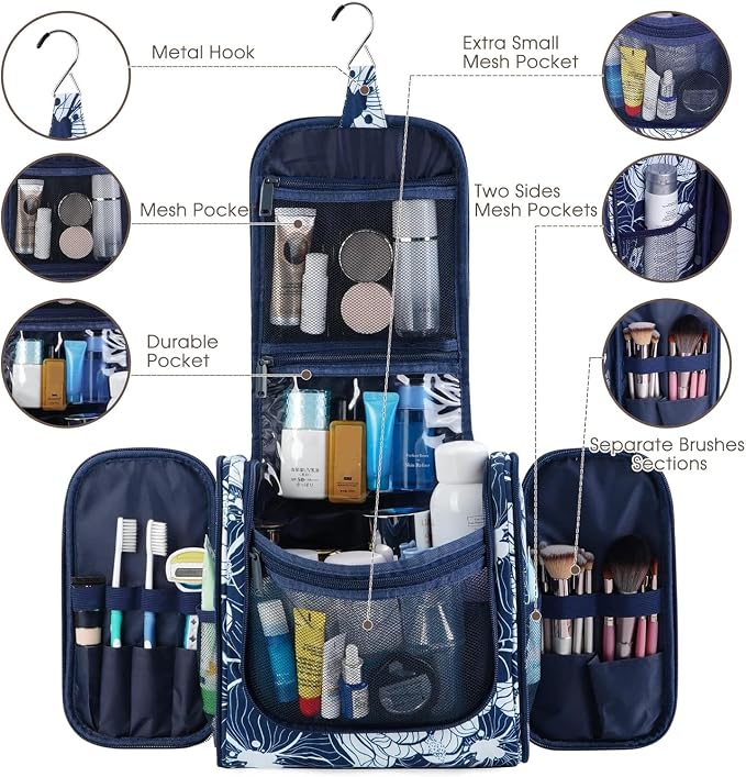 Narwey Hanging Toiletry Bag for Women Travel Makeup Bag Organizer Toiletries - Image 4