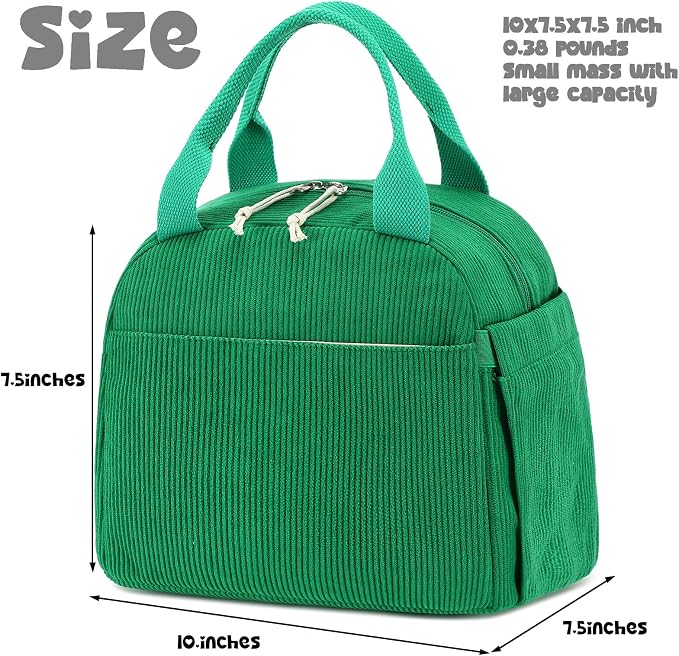 Bluboon Lunch Bag for Women Men Cute Corduroy Lunch Tote Bags Reusable - Image 2