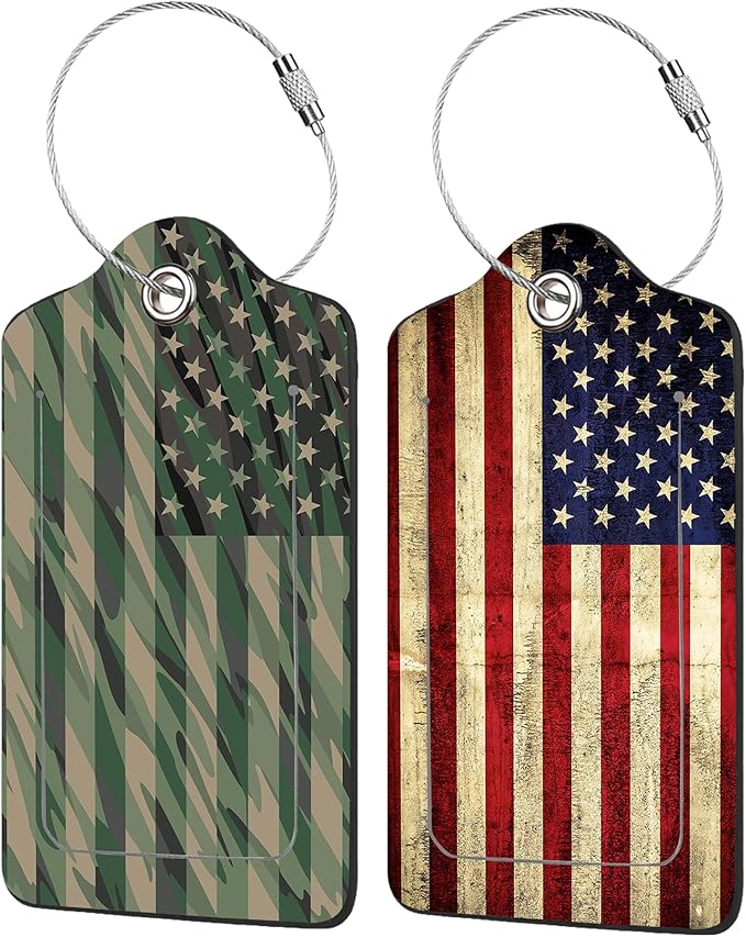2 Pack American Flag Luggage Tags by EOBKLAX