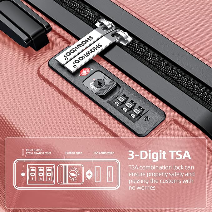 SHOWKOO Luggage Sets Expandable PC+ABS Durable Suitcase Sets Double Wheels TSA - Image 4