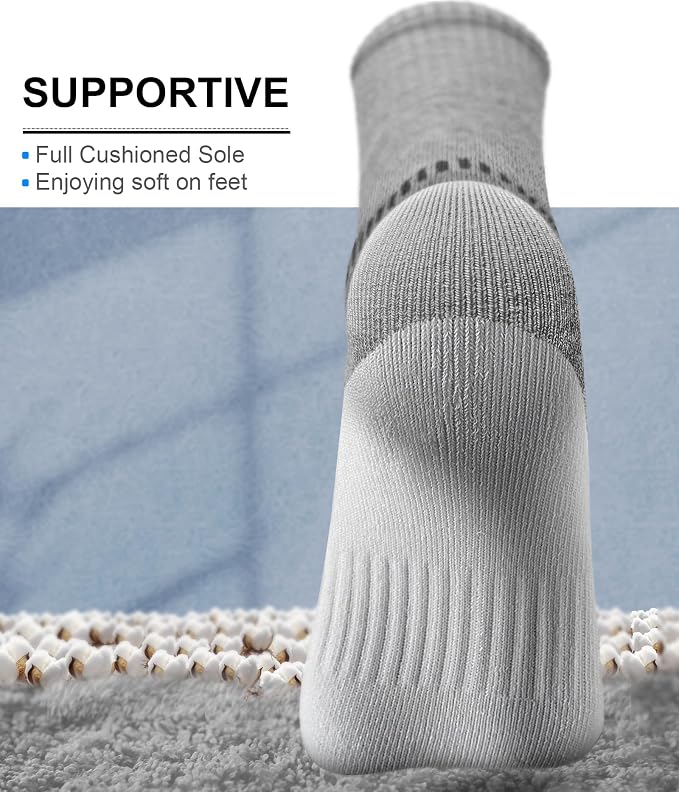 BULLIANT Compression Socks for Men 6Pairs, Athletic Crew Socks Cushioned For - Image 2