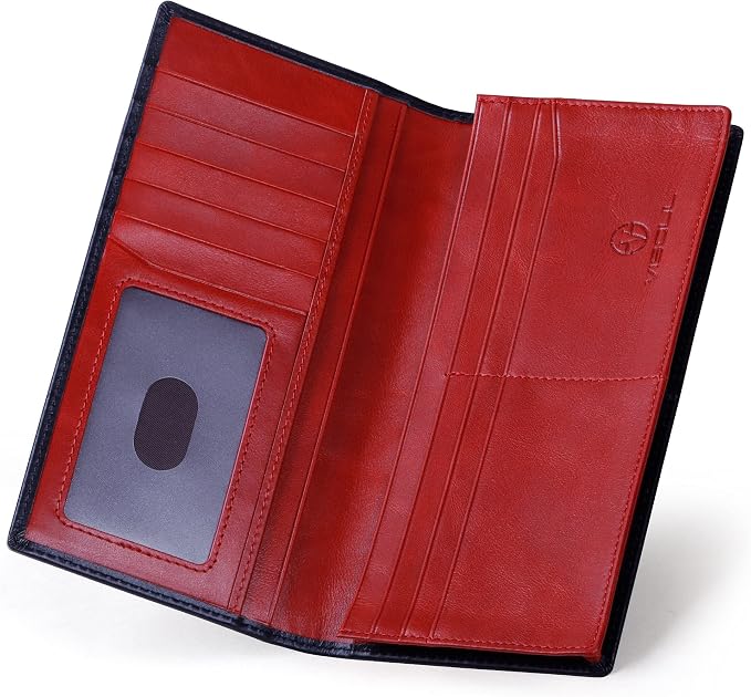 VISOUL Mens Leather Long Bifold Checkbook Wallets - Image 2