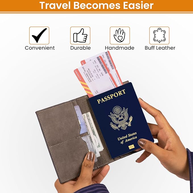 LEATHER VILLAGE Leather Passport Holder Cover – Travel Wallet - Image 4