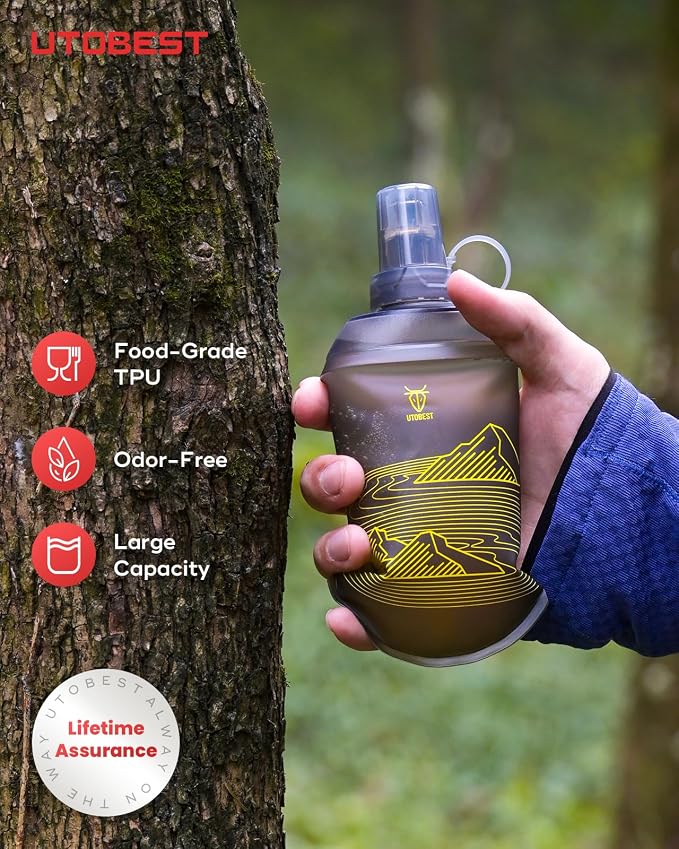 UTOBEST 200ml Soft Flask, 2 Pack Flexible TPU Hydration Water Bottle, - Image 2