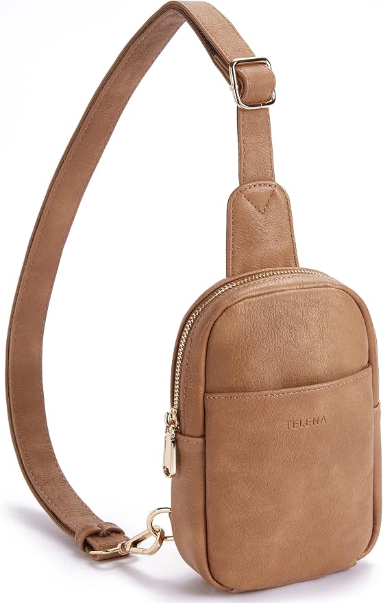 Telena Small Sling Bag for Women Leather Crossbody Fanny Packs Chest Bag for by Telena
