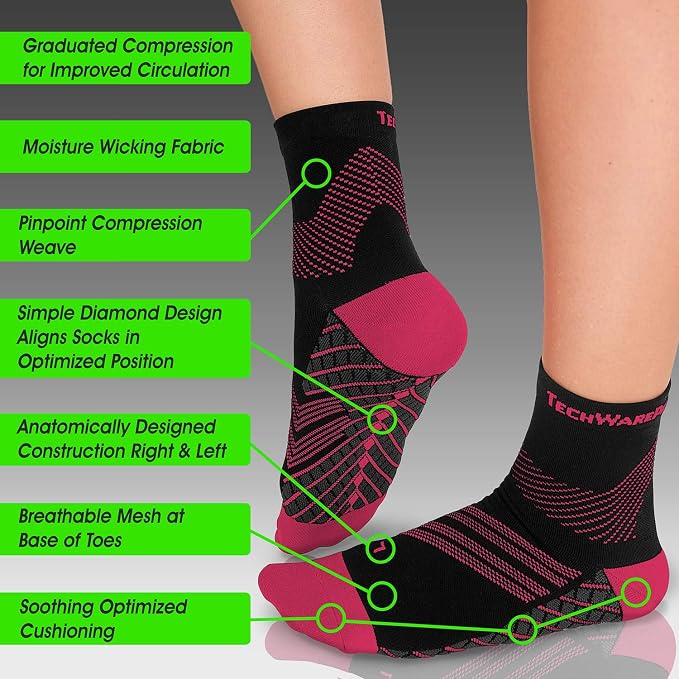 TechWare Pro Plantar Fasciitis Socks – Cushion Ankle Compression Socks Women & - Image 3