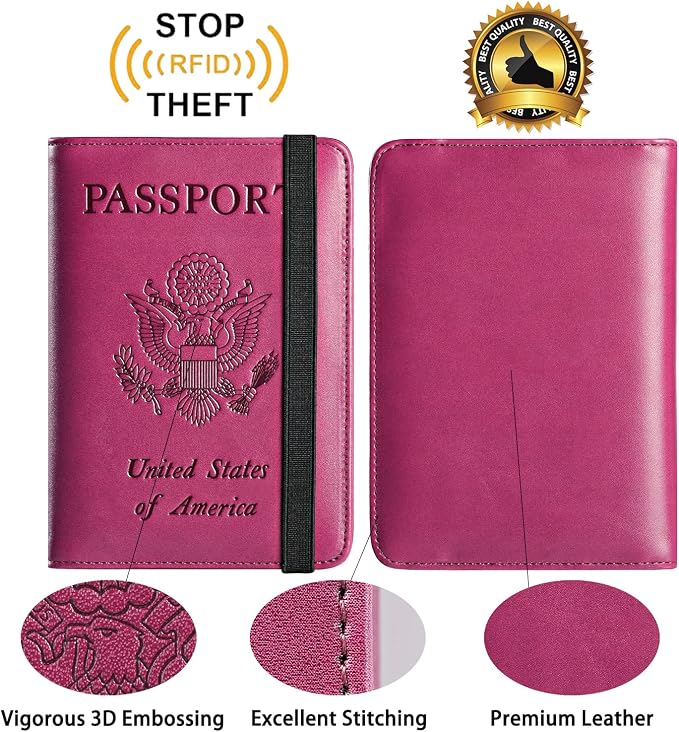 Passport Holder Cover Wallet Travel Essentials RFID Blocking Leather Card Case - Image 2