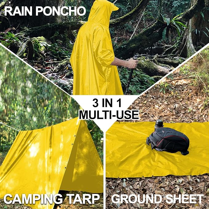 salamra Hooded Rain Poncho Waterproof Raincoat Jacket - Image 4