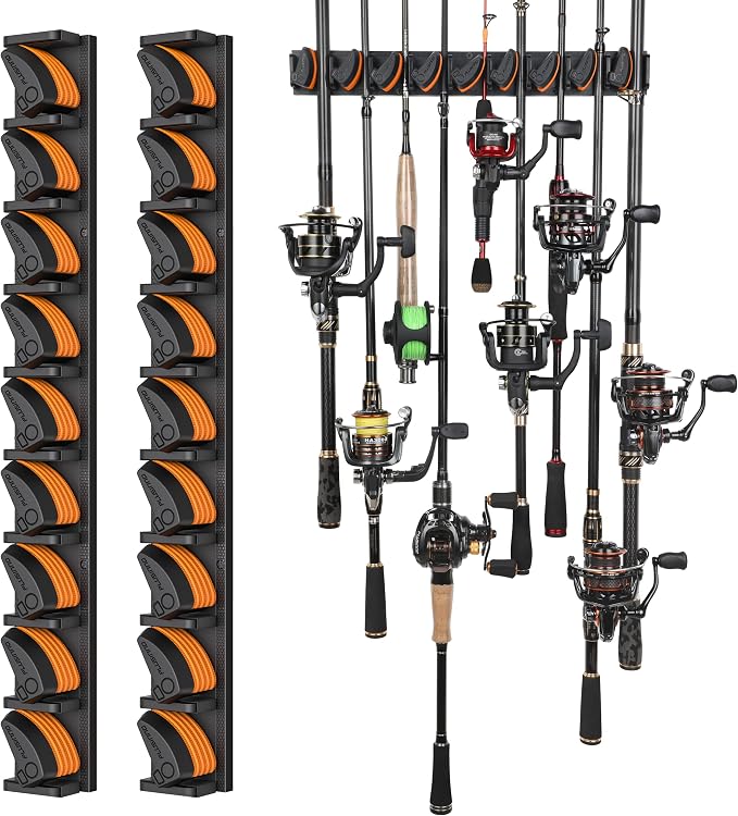 PLUSINNO V9 Vertical Fishing Rod Holders, 2 Packs Wall Mounted Fishing Pole by PLUSINNO