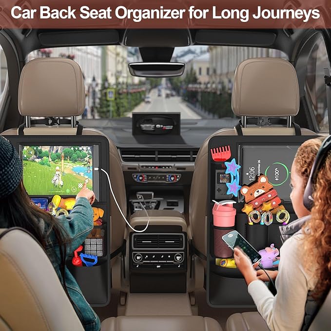 Backseat car Organizer with Touch Screen, Car Seat Back Organizers Storage - Image 3