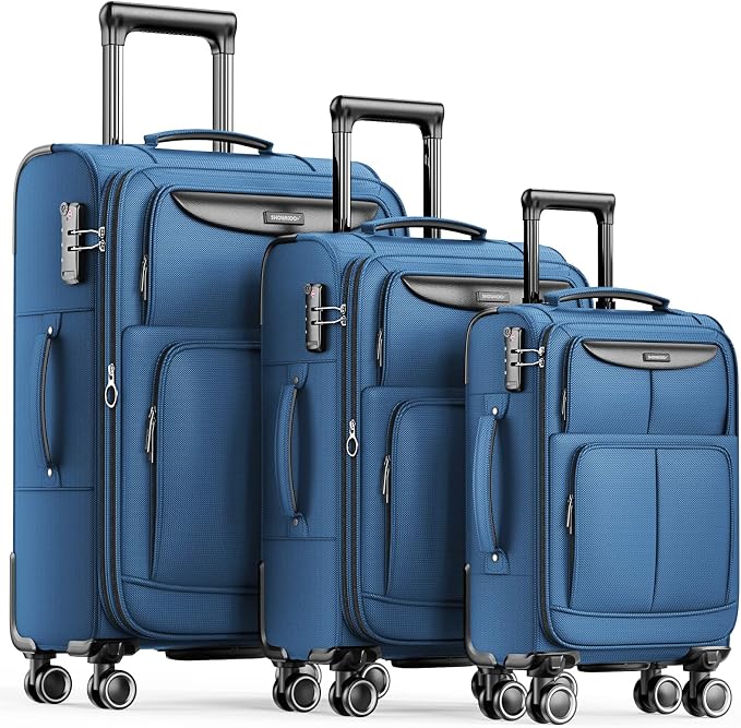 SHOWKOO Luggage Sets 3 Piece Softside Expandable Lightweight Durable Suitcase by SHOWKOO