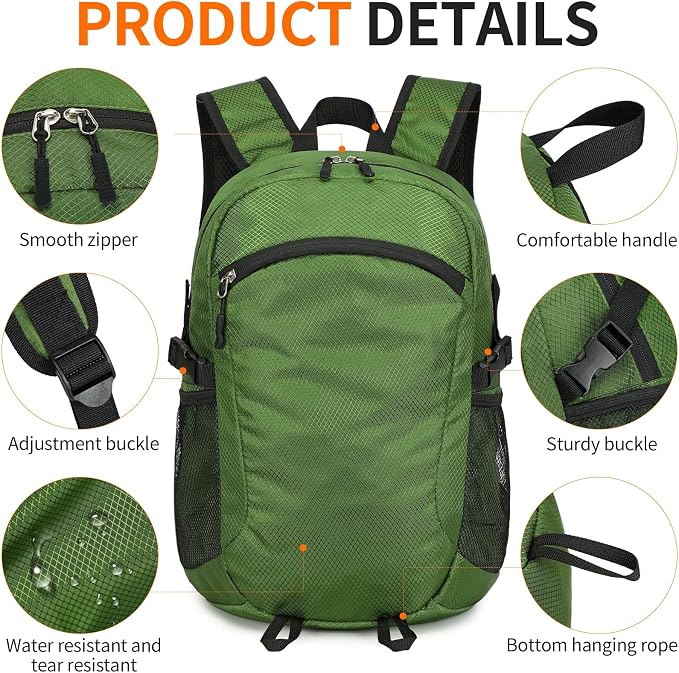 Small Hiking Daypack, 15L Water-Resistant Hiking Backpack Packable Lightweight - Image 7