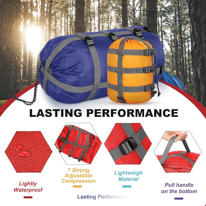 5 Pack Compression Stuff Sack 5 Assorted Size Sleeping Bag Stuff Sack - Image 3