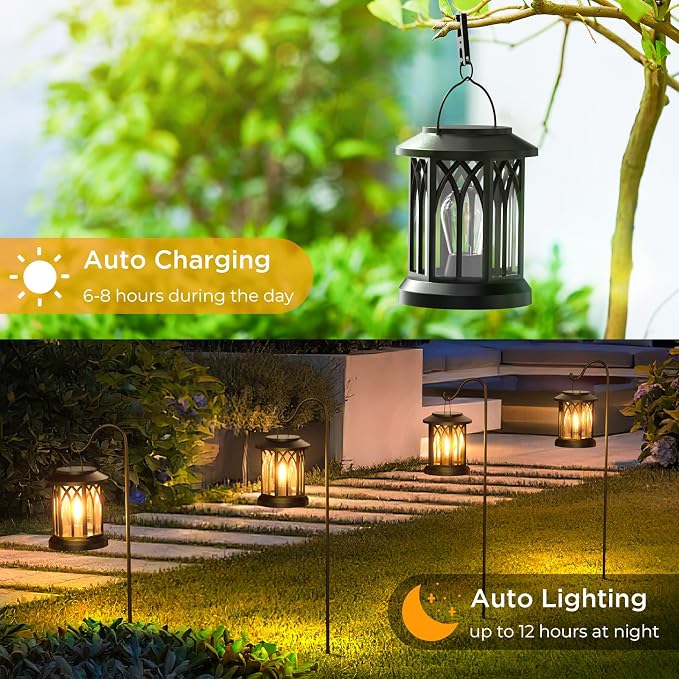 WdtPro Solar Lanterns Outdoor Waterproof, Upgraded Bright Hanging Solar Lights - Image 4