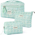 Makeup Bag 3 PCS Quilted Cosmetic Bags by Lodmemo
