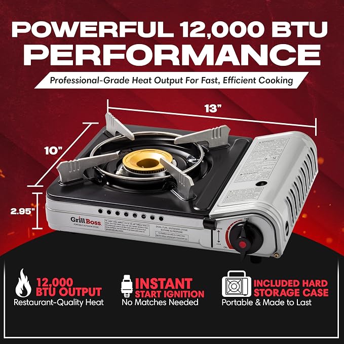 Grill Boss Dual Fuel Portable Stove, Dual Fuel Butane & Propane Stoves - Image 3
