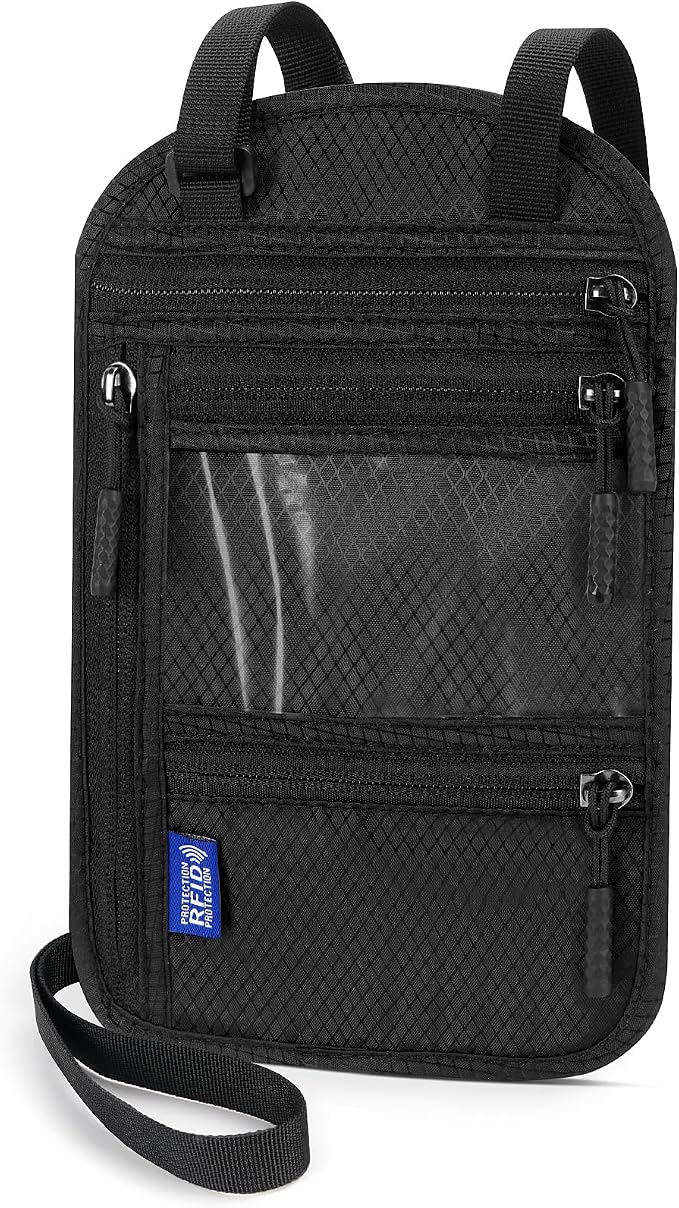 Passport Holder For Travel Family: Neck Wallet Passport Pouch Travel Document by OUTUO
