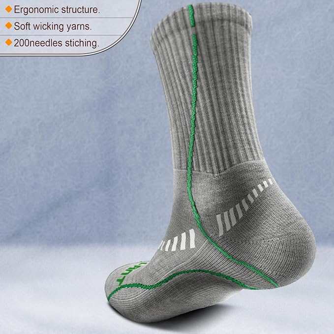 BULLIANT Compression Socks for Men 6Pairs, Athletic Crew Socks Cushioned For - Image 2