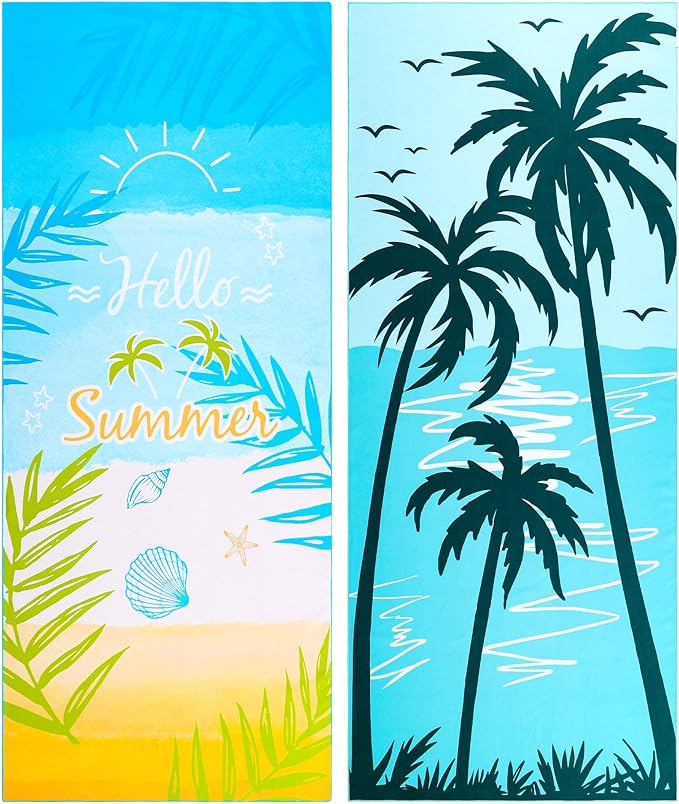 2 Pack Microfiber Beach Towel, Oversized Microfiber Pool Towel 75”x 35” by PYSUPERMODE