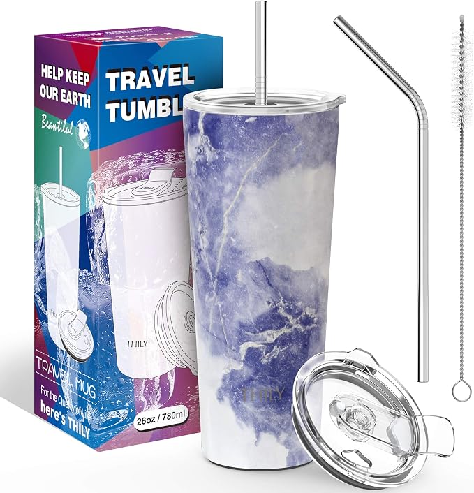 THILY Stainless Steel Vacuum Insulated Tumbler Travel Mug 26 oz Coffee Cup - Image 5