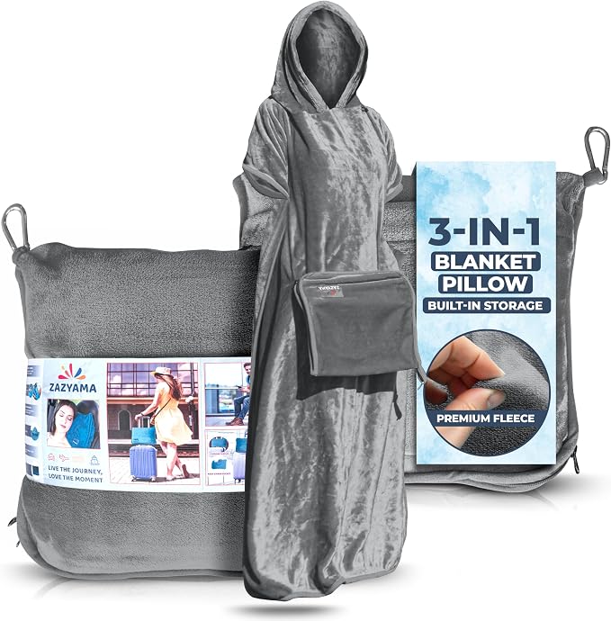 3-in-1 Travel Blanket Airplane – Compact by Zazyama