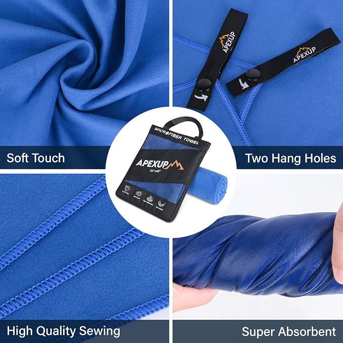 APEXUP Microfiber Travel Towel, Ultra Absorbent Quick Dry Towels, Lightweight - Image 2