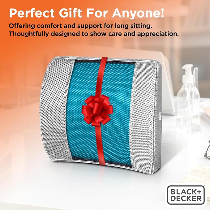BLACK+DECKER Cooling Gel Lumbar Memory Foam Cushion – Ergonomic Back Support - Image 8