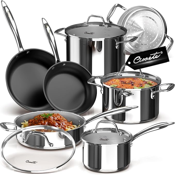 Stainless Steel Nonstick Pots and Pans Set by Ciwete