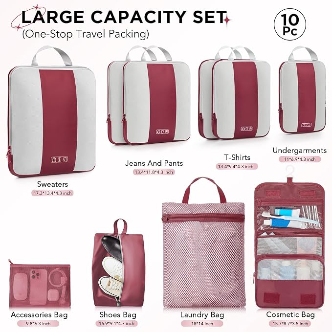 10 Set Compression Packing Cubes - Image 2