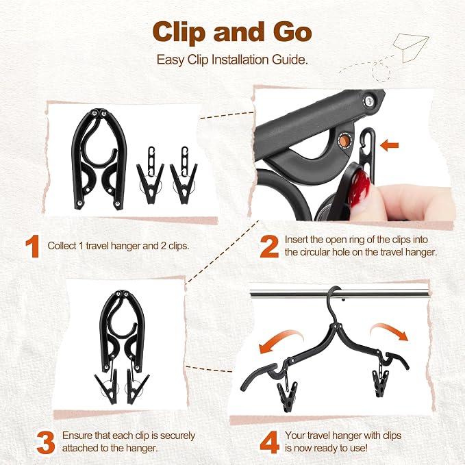 HOUSE DAY Foldable Travel Hangers 10 Pack w/10 Clips, Cruise Essentials 2025 - Image 8