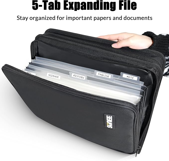 SUNEE Zippered Binder Bag with Handle, 2-Inch 3-Ring O-Ring, 500-Sheet Capacity - Image 2