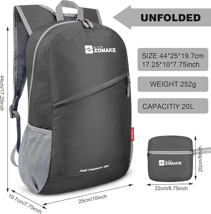 ZOMAKE Lightweight Packable Backpack 20L, Foldable Backpacks Small Daypack - Image 2