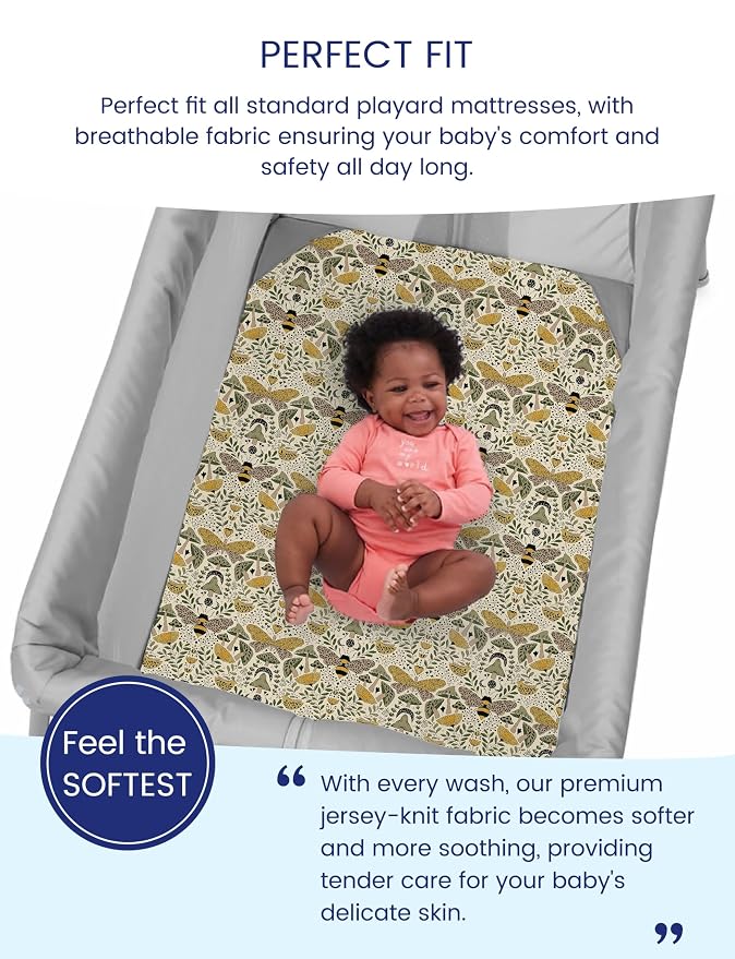 TotAha Premium Soft Pack n Play Sheets, Super Stretchy Jersey Knit Mini Crib - Image 3
