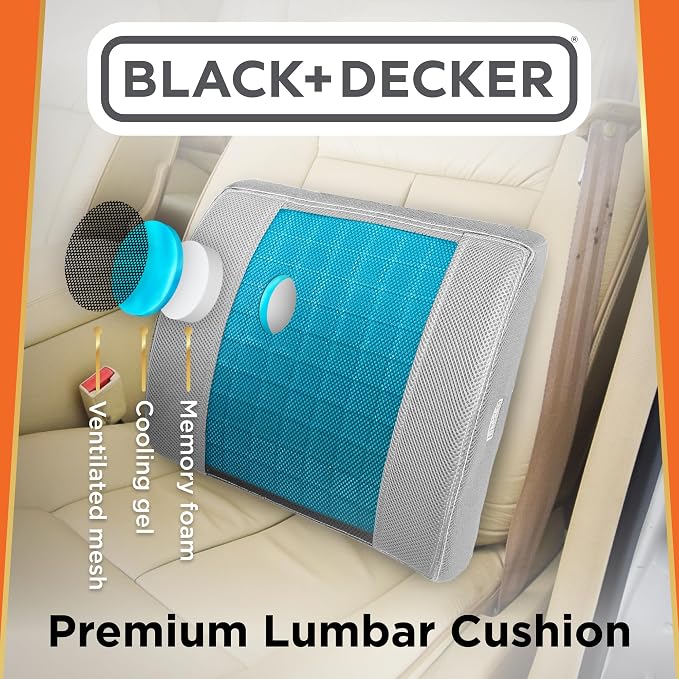 BLACK+DECKER Cooling Gel Lumbar Memory Foam Cushion – Ergonomic Back Support - Image 7