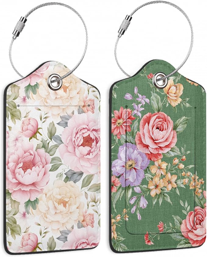 Vintage Beautiful Floral 2 Pack Luggage Tag by DEMACYA