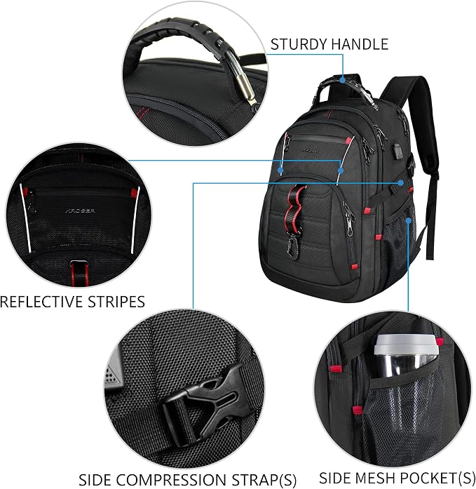 KROSER Travel Laptop Backpack 17.3 inch XL Computer Backpack Stylish College - Image 4