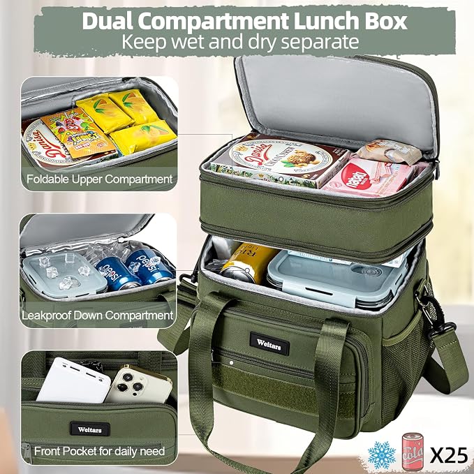 Weitars Tactical Lunch Box, Insulated Lunch Box, Large Expandable Heavy Duty - Image 3