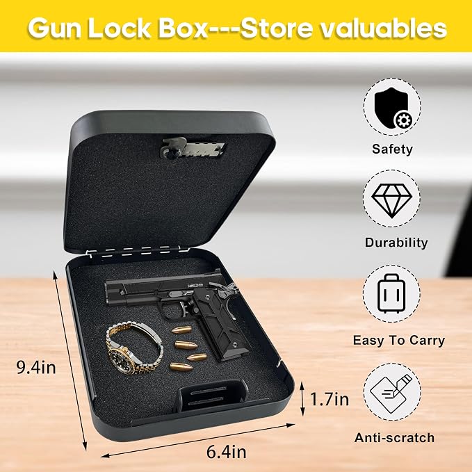 Small Gun Safe - Portable Gun Lock Box - Image 4