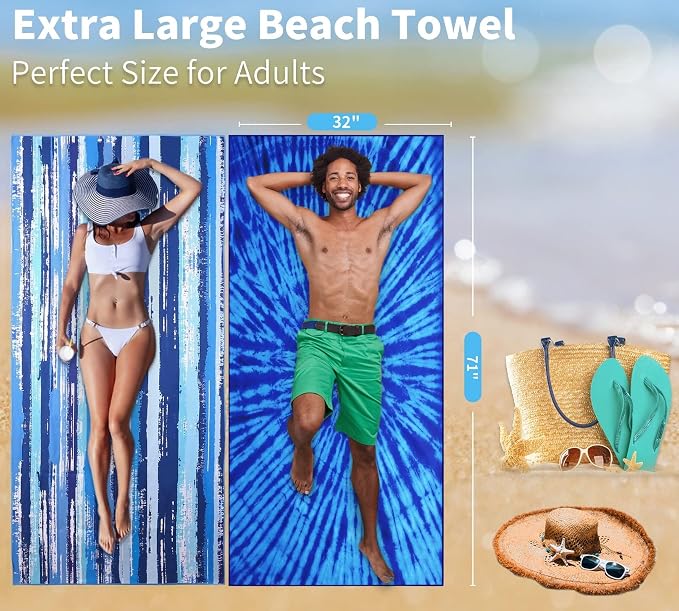 6 Pack Lightweight Thin Beach Towel Oversized 71"x32" Big Extra Large - Image 7