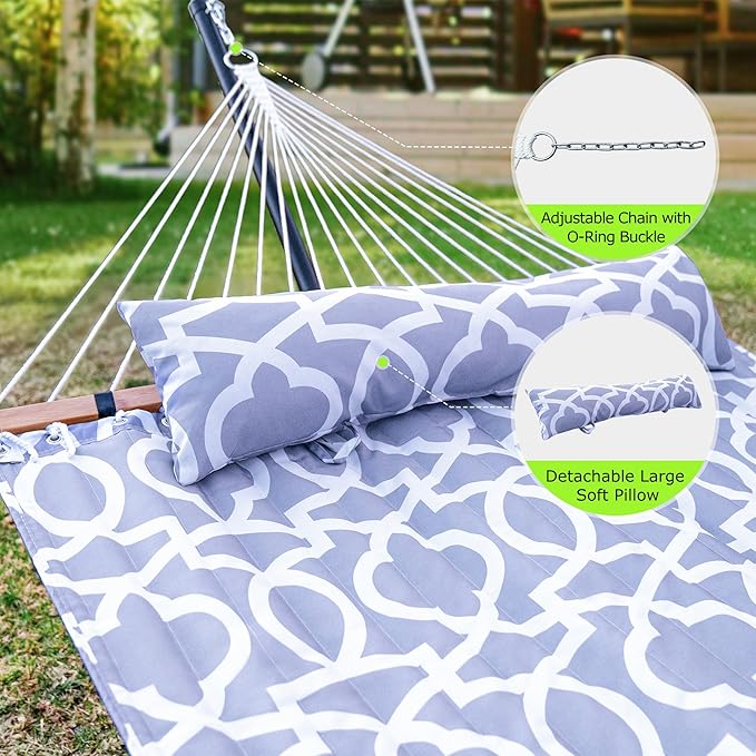 Double Hammock with Stand for Outdoor, Heavy Duty Portable Hammock with - Image 4