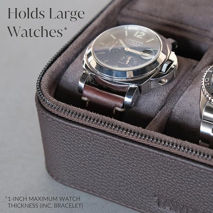 TAWBURY 3 Watch Case Top-Grain Genuine Leather Travel Case Roll - Image 4