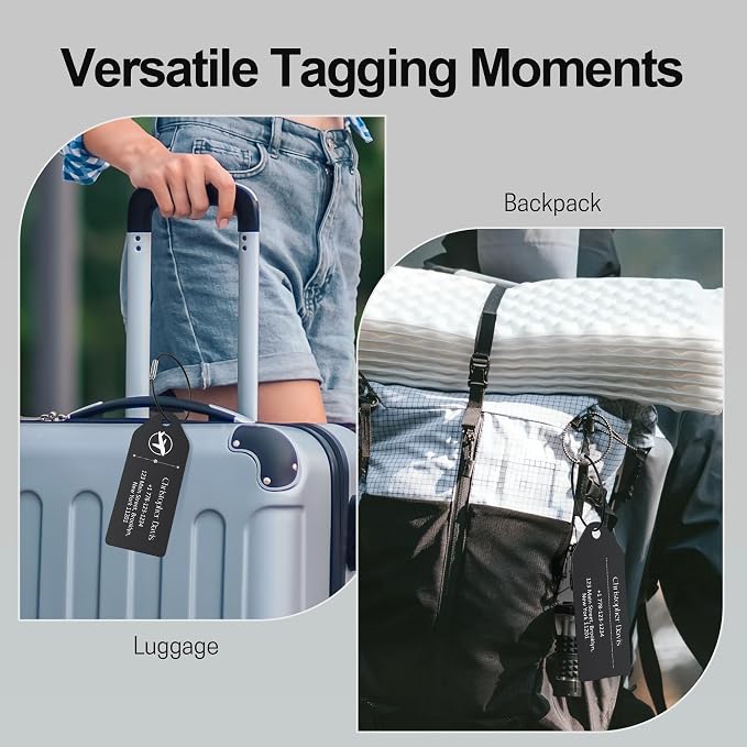 4 PCS Personalized Metal Luggage Tag – Personalized Engraved Suitcase Tag - Image 7