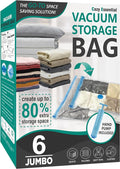 6 Jumbo Vacuum Storage Bags, Space Saver Bags Compression Storage Bags by CozyEssential