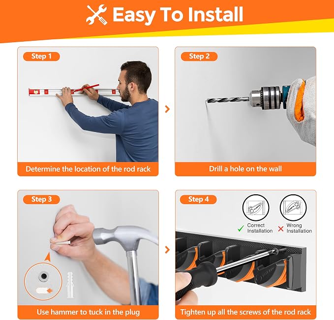 PLUSINNO V9 Vertical Fishing Rod Holders, Wall Mounted Fishing Pole Holders - Image 6