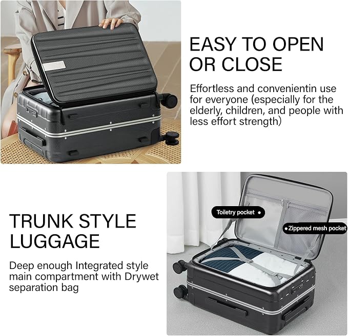 Hanke 20 Inch Carry-On Luggage PC Hard Shell Suitcases - Image 5
