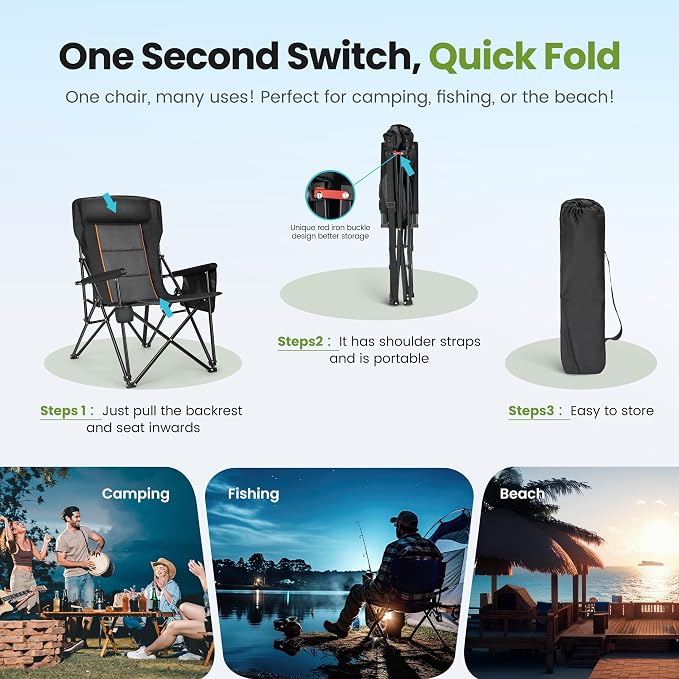 HIGH POINT SPORTS Oversized Folding Camping Chairs - Image 9