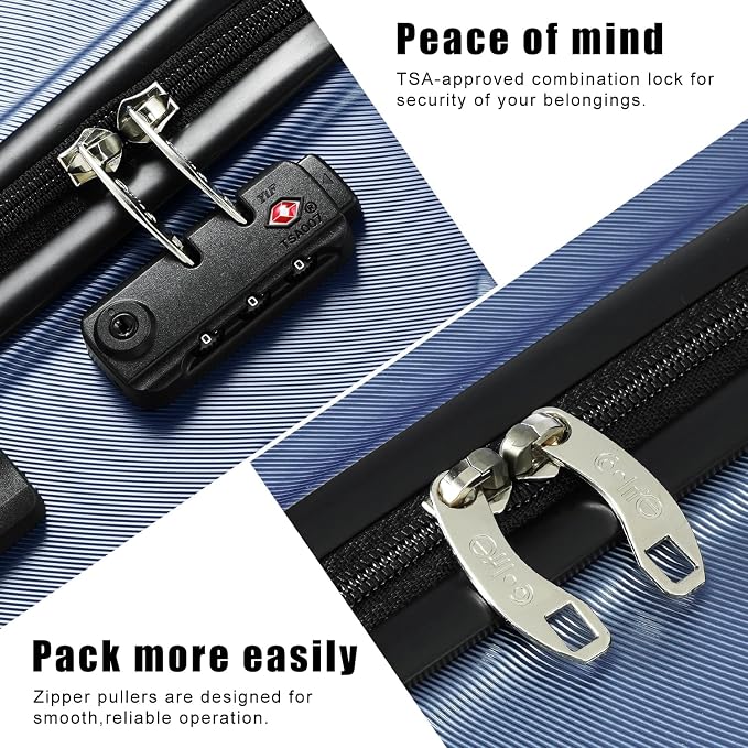Coolife Luggage Suitcase Carry-on Spinner TSA Lock USB Port Expandable - Image 3