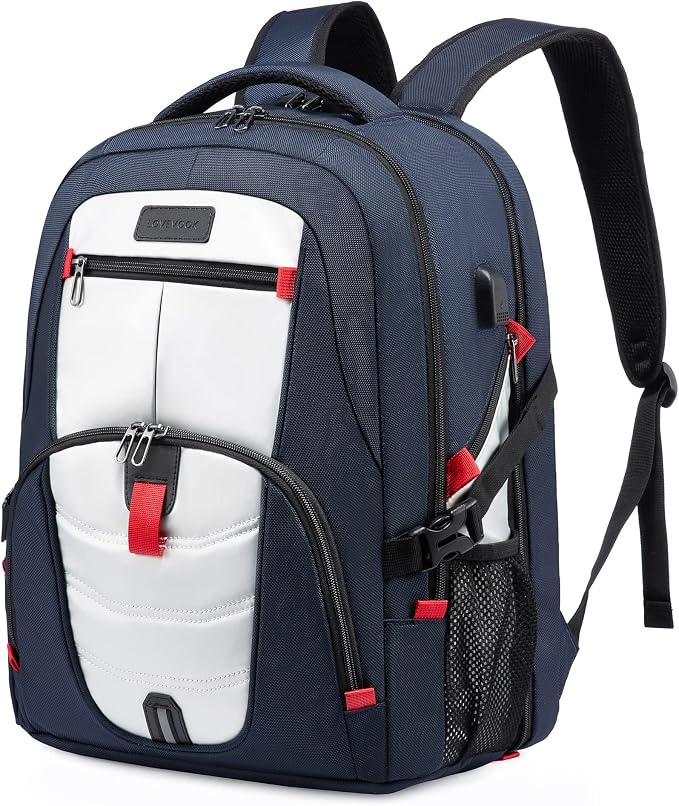 LOVEVOOK 17 inch Blue&White Travel Laptop Backpack by LOVEVOOK