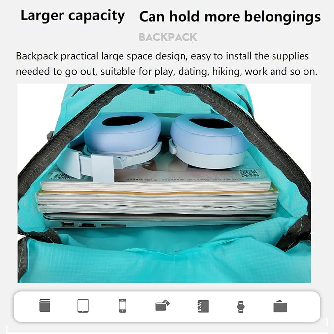 16L Hiking Daypack Lightweight Foldable Travel Backpack Water Repellent Camping - Image 5